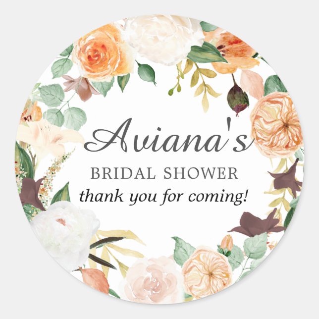 Sticker Rond Remerciements pour une Baby Shower de mariage Flor (Devant)
