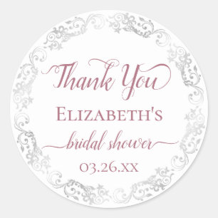 Sticker Rond Remerciements pour une Baby Shower Mariage Rose Po