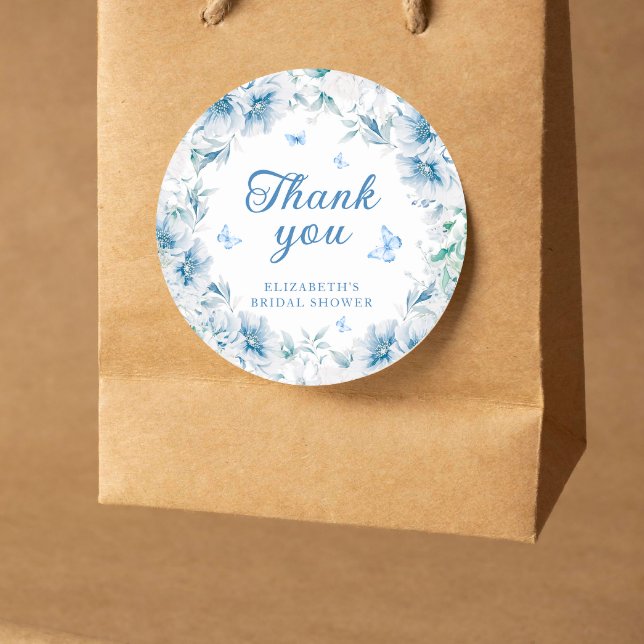Sticker Rond Remerciements pour une Baby Shower "Something Blue (Créateur téléchargé)