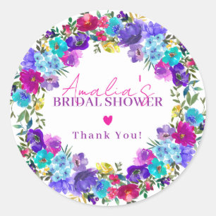 Sticker Rond Remerciements pour une Fête de Mariage aux Fleurs 