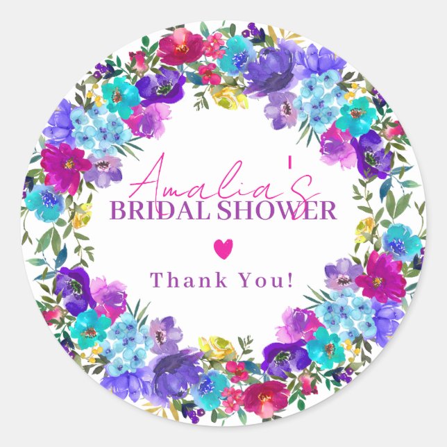 Sticker Rond Remerciements pour une Fête de Mariage aux Fleurs  (Devant)