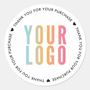 Sticker Rond Remerciements pour votre achat d'entreprise Logo