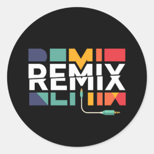 Sticker Rond Remix Audio   Graphisme Géométrique Rétro Musique 