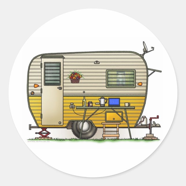 Sticker Rond Remorque Camper Aloha (Devant)