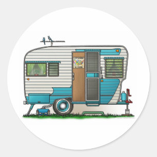 Sticker Rond Remorque de campeur de luxe
