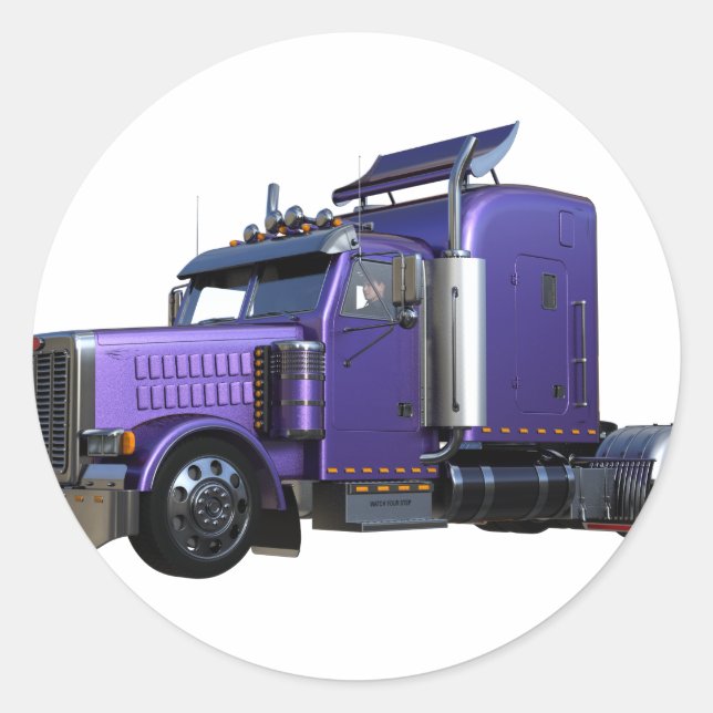 Sticker Rond Remorque semi-tracteur violet métallique Camion (Devant)