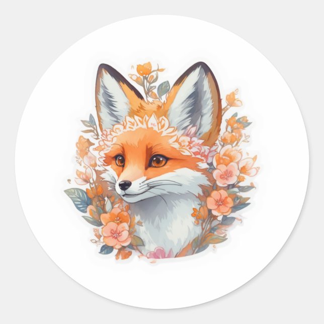 Sticker Rond Renard adorable (Devant)
