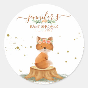 Sticker Rond Renard animalier avec fleur