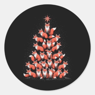 Sticker Rond Renard Arbre de Noël Fox Xmas Arbre Femmes &amp; G