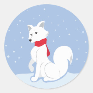 Sticker Rond Renard arctique