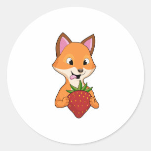 Sticker Rond Renard avec fraise