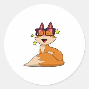 Sticker Rond Renard avec lunettes