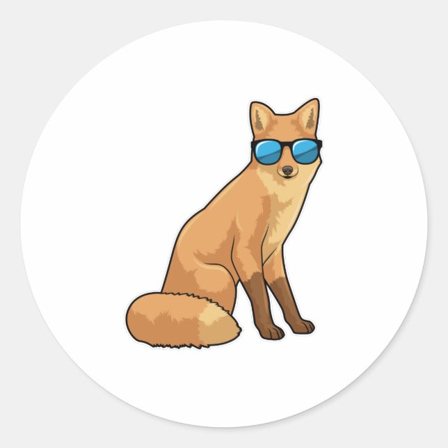 Sticker Rond Renard avec lunettes de soleil (Devant)