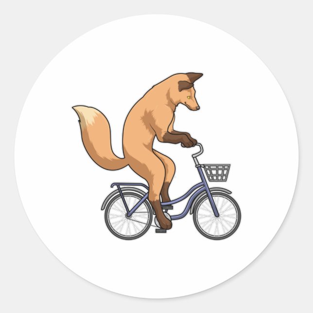 Sticker Rond Renard avec vélo (Devant)