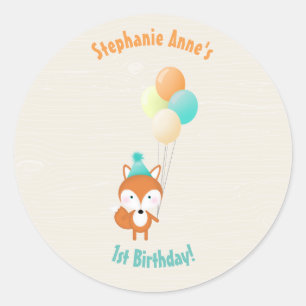 Sticker Rond Renard boisé avec ballons