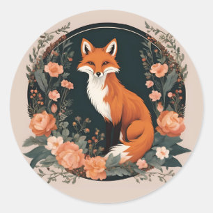 Sticker Rond Renard de Cottagecore