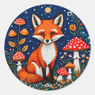 Sticker Rond Renard de dessin animé mignon pour cadeaux et déco