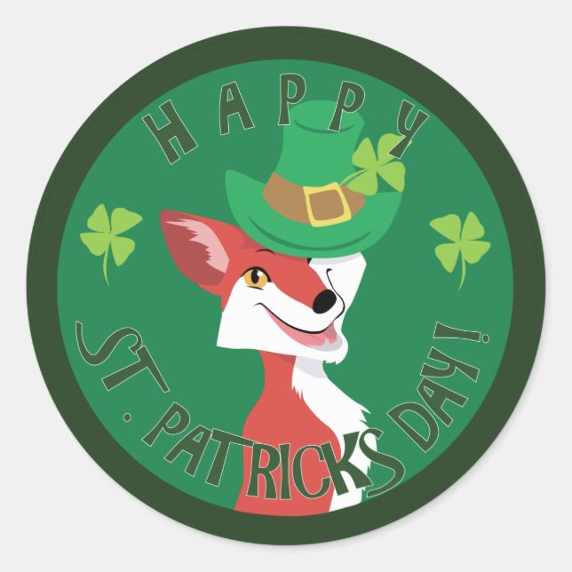 Sticker Rond Renard de la Saint Patrick (Devant)