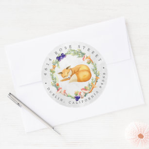 Sticker Rond Renard des bois   Forest Baby Return Adresse
