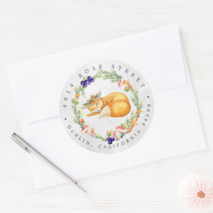 Sticker Rond Renard des bois   Forest Baby Return Adresse
