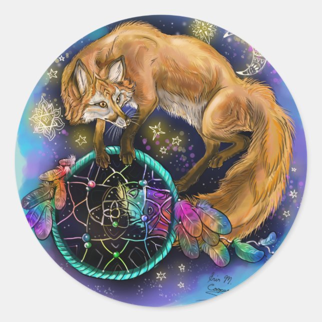 Sticker Rond Renard DreamCatcher (Devant)