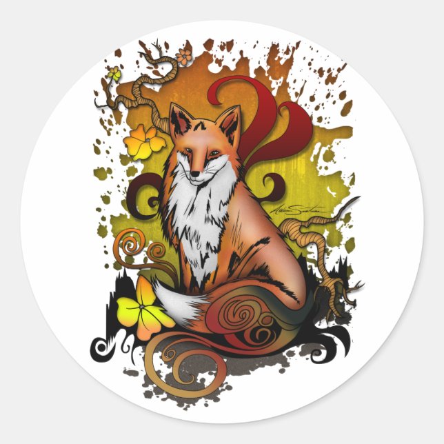 Sticker Rond Renard extérieur (Devant)