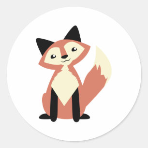 Sticker Rond Renard mignon tête inclinée