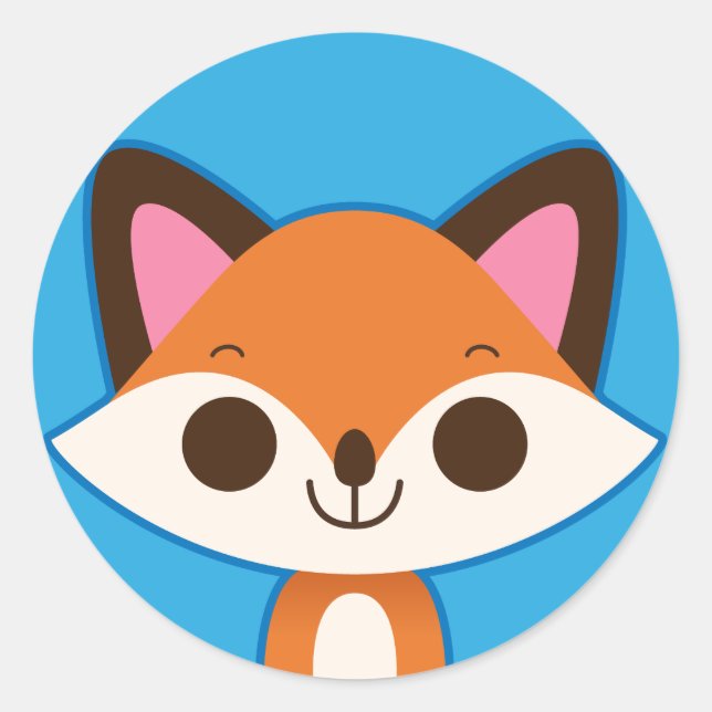 Sticker Rond Renard mou sur bleu (Devant)