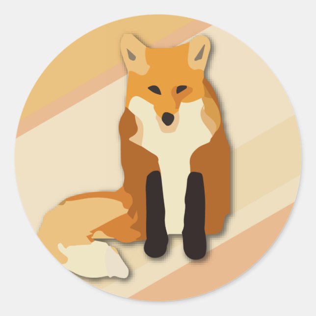 Sticker Rond Renard rouge orange (Devant)