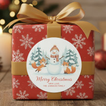 Renards mignons et bonhomme de neige Joyeux Noël