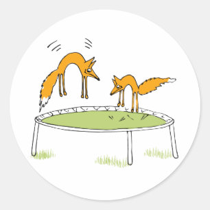 Sticker Rond Renards sur le trempoline