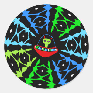 Sticker Rond Rencontre alien !