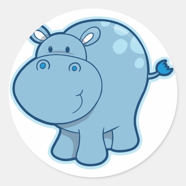 Sticker Rond Rencontrez l'Hippo Bleu ! (Devant)