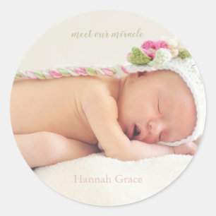 Sticker Rond Rencontrez notre miracle Annonce de naissance de