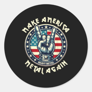 Sticker Rond Rendre à l'Amérique le métal Trump Rock musique lo