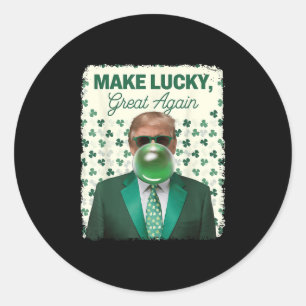 Sticker Rond Rendre la chance grande à nouveau Trump soufflant