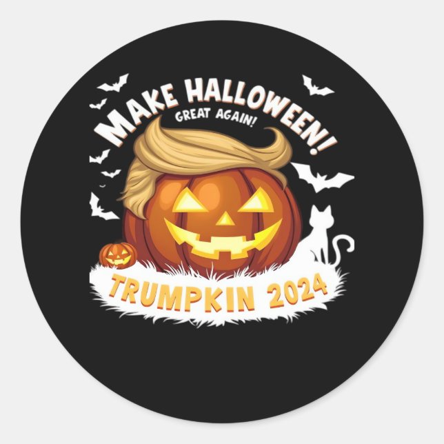 Sticker Rond Rendre la grande Halloween à nouveau Trumpkin (Devant)