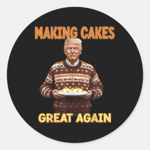 Sticker Rond Rendre la grandeur des gâteaux amusants Trump à l'