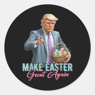 Sticker Rond Rendre la Pâques grande à nouveau drôle Trump Chas