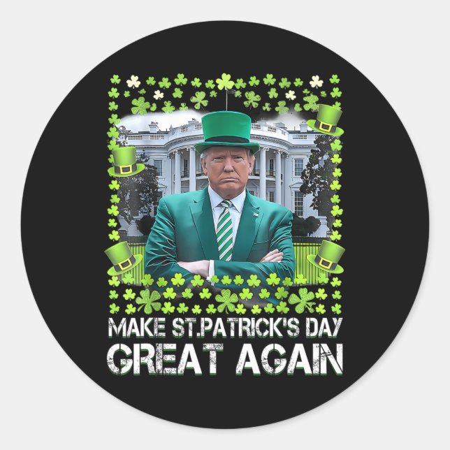 Sticker Rond Rendre la Saint Patrick grande à nouveau Usa Flag  (Devant)