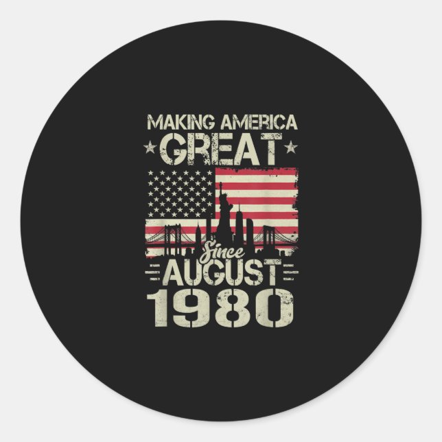 Sticker Rond Rendre l'Amérique grande depuis août Anniversaire  (Devant)
