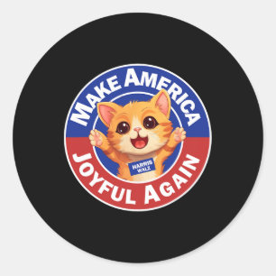 Sticker Rond Rendre l'Amérique Joyeuse Harris 2024 Cat Lady