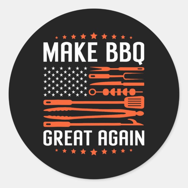 Sticker Rond Rendre le barbecue grand à nouveau nous drapeau Tr (Devant)