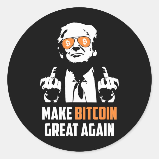 Sticker Rond Rendre le Bitcoin grand à nouveau amusant Maga Pro (Devant)