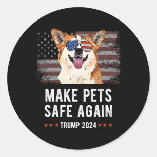 Sticker Rond Rendre les animaux en sécurité Corgi Dog Trump 202