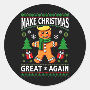 Sticker Rond Rendre Noël grand à nouveau Trump Claus Laid Chris