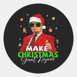 Sticker Rond Rendre Noël super à nouveau amusant Père Noël Trum