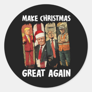 Sticker Rond Rendre Noël super à nouveau drôle Père Noël Trump