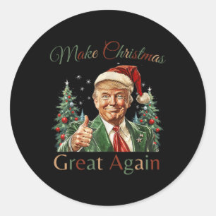 Sticker Rond Rendre Noël super à nouveau drôle Père Noël Trump 