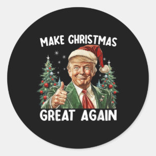 Sticker Rond Rendre Noël super à nouveau drôle Père Noël Trump